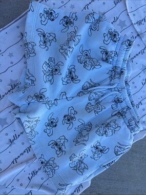 Sleeping shorts, Light Blue Sherpa-Lined with Stitch Print